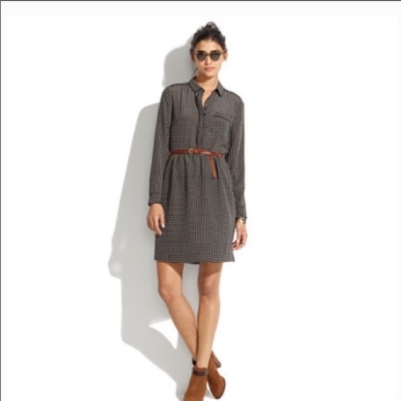 Madewell Dresses & Skirts - Madewell silk cinema houndstooth print dress